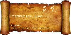 Presburger Ilma névjegykártya